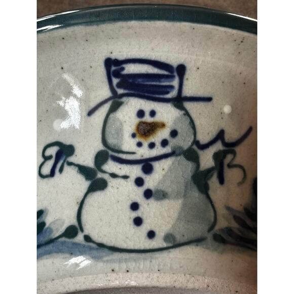Great Bay Pottery Bowl 2007 One Handle Snowman Image Country Farmhouse - Picture 6 of 8
